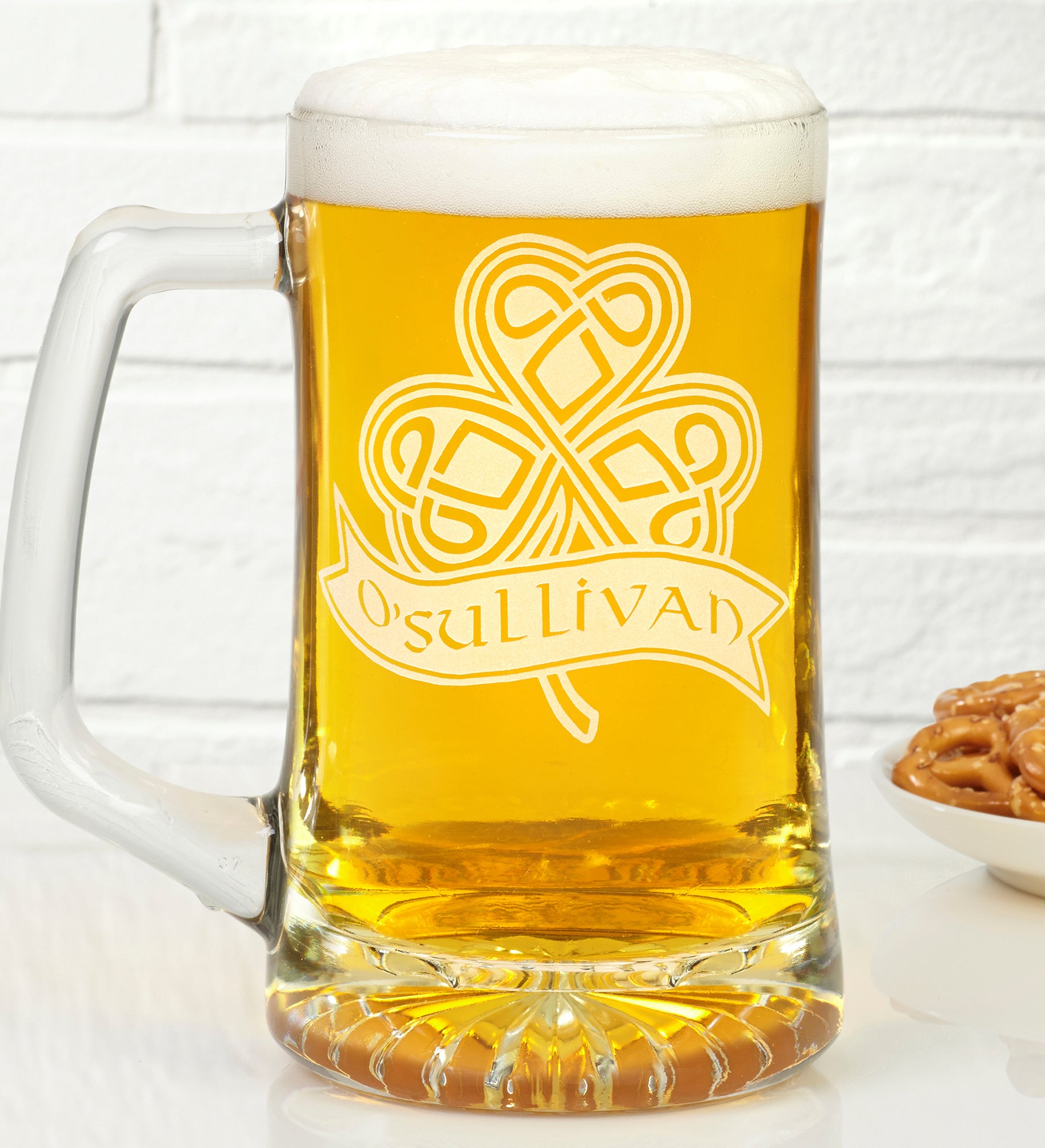 Celtic Shamrock Personalized Beer Mug